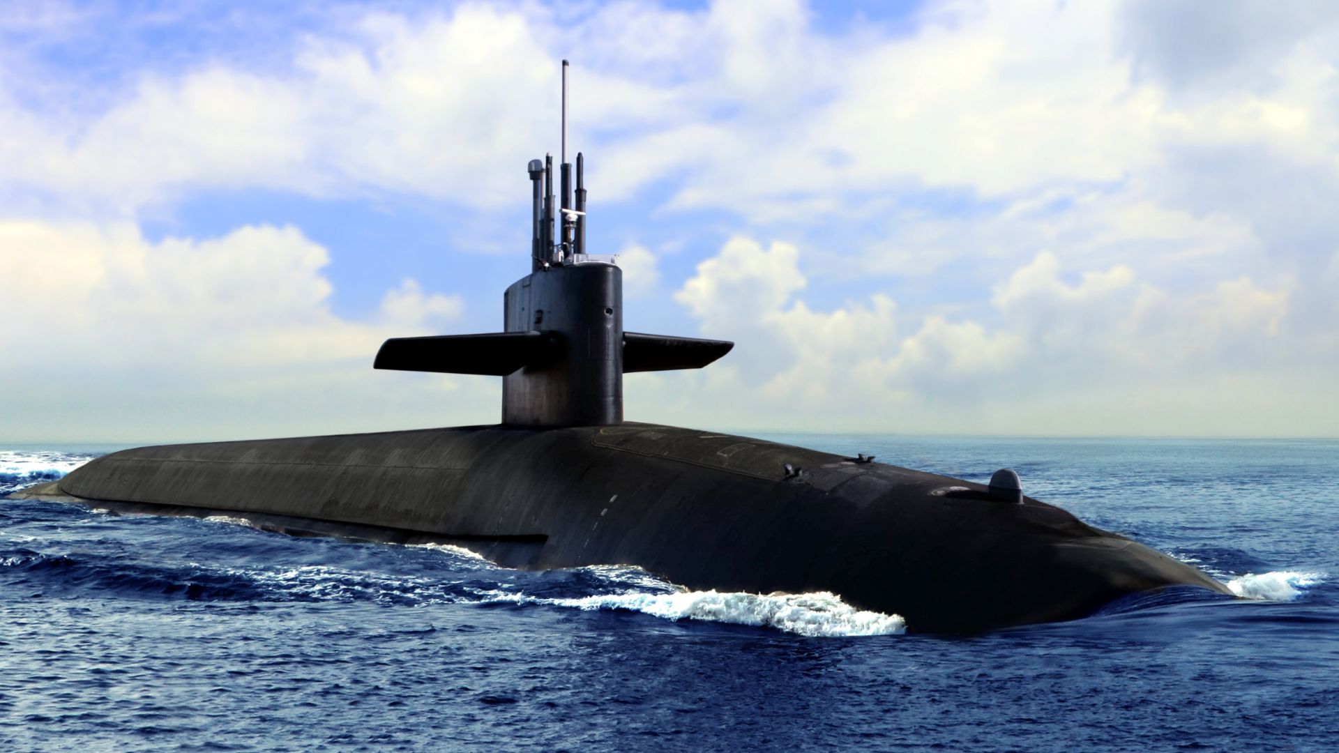 Navy Submarine Patrolling Sea And Providing Data For Submarine Simulator Technology